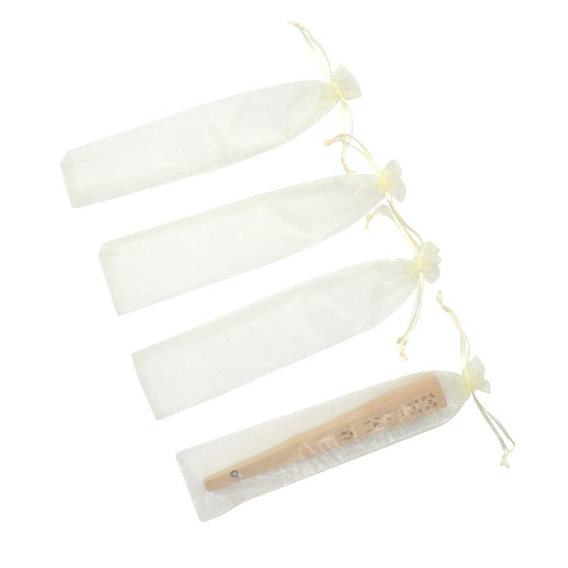Bezall 50Pcs Sheer Organza Fan Bags, 2x10 Inches Folding Fan Organza Gift Bags with Drawstring, Wedding Party Favor Silk Pouches for Hand Fans (Beige) - Image 4